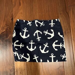 jcrew navy and white anchor skirt size 8 euc